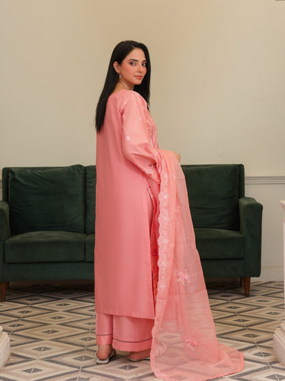 Coral Bloom Embroidered Cotton Lawn 3-Piece Suit