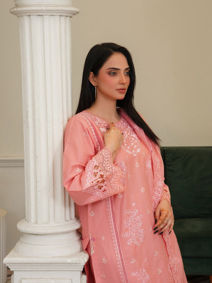 Coral Bloom Embroidered Cotton Lawn 3-Piece Suit
