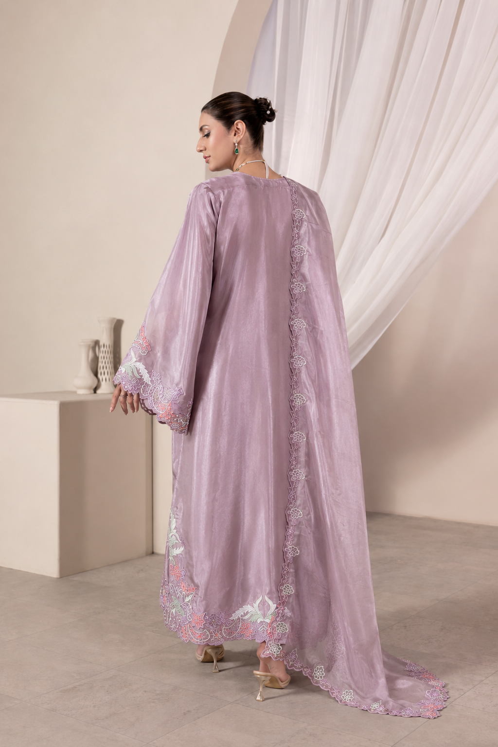 Mauve Blush Luxury Farshi Kaftan Set