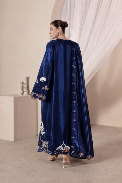 Midnight Sapphire Navy Luxury Farshi Kaftan Set