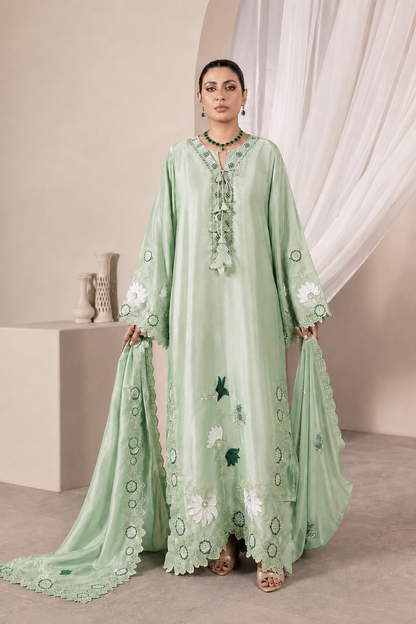 Mint Pearl Luxury Farshi Kaftan Set