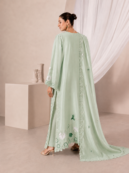 Mint Pearl Luxury Farshi Kaftan Set