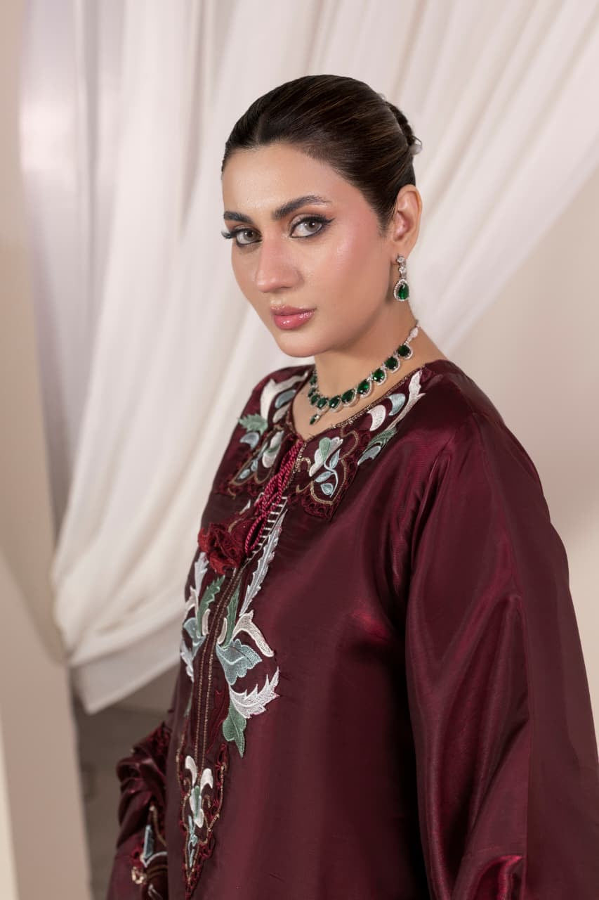 Royal Burgundy Luxury Farshi Kaftan Set