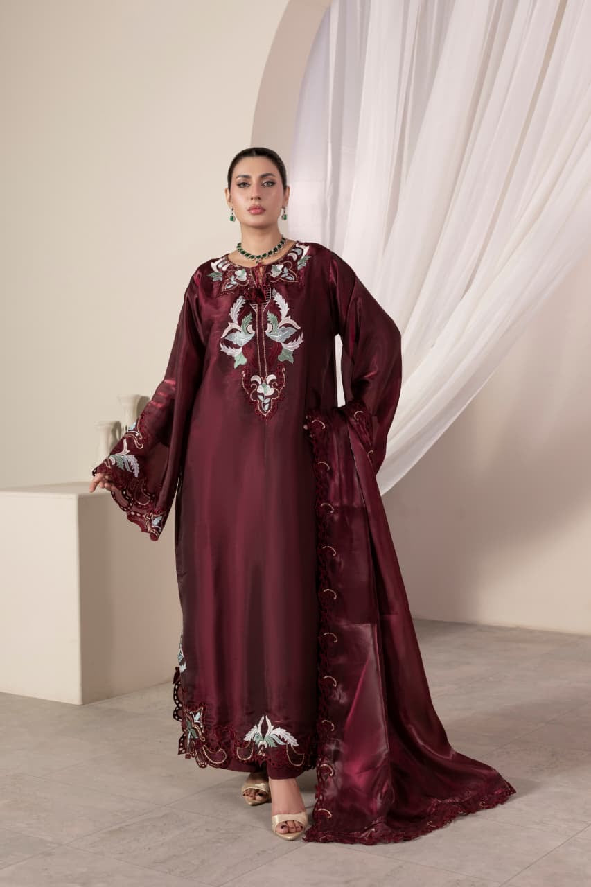 Royal Burgundy Luxury Farshi Kaftan Set