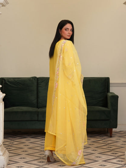 Yellow Blossom Embroidered Cotton Lawn 3-Piece Suit
