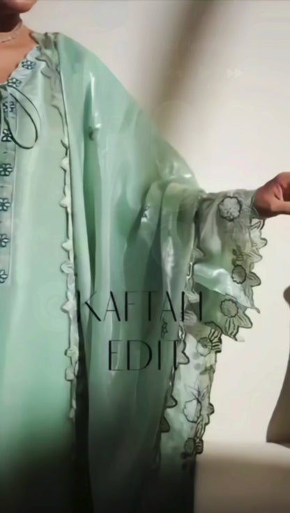 Mint Pearl Luxury Farshi Kaftan Set